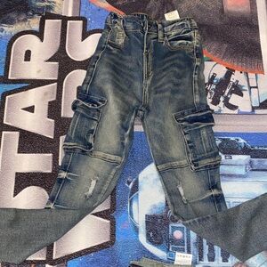 SHEIN Kids' Dark Blue Cargo Jeans